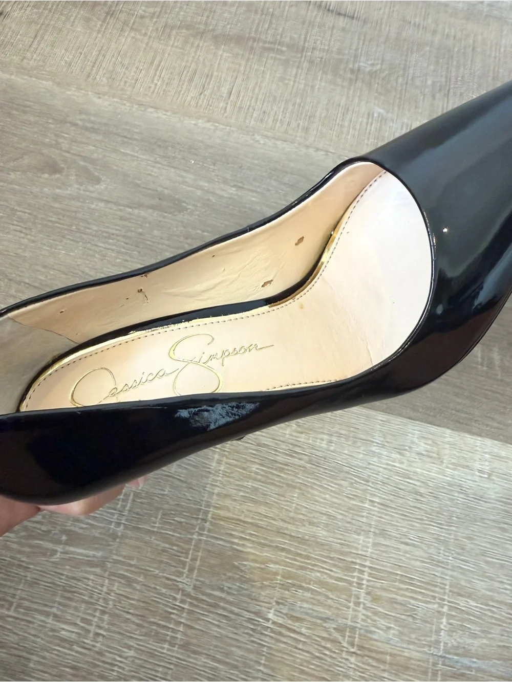 Jessica Simpson Cassani Size 7.5 Black Patent Pointed Toe Stiletto Pumps
